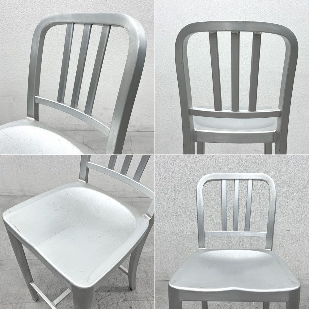 ネイビーバースツール Navy BarStool カウンターチェア リプロダクト アルミニウム 二脚セット H100cm 〓