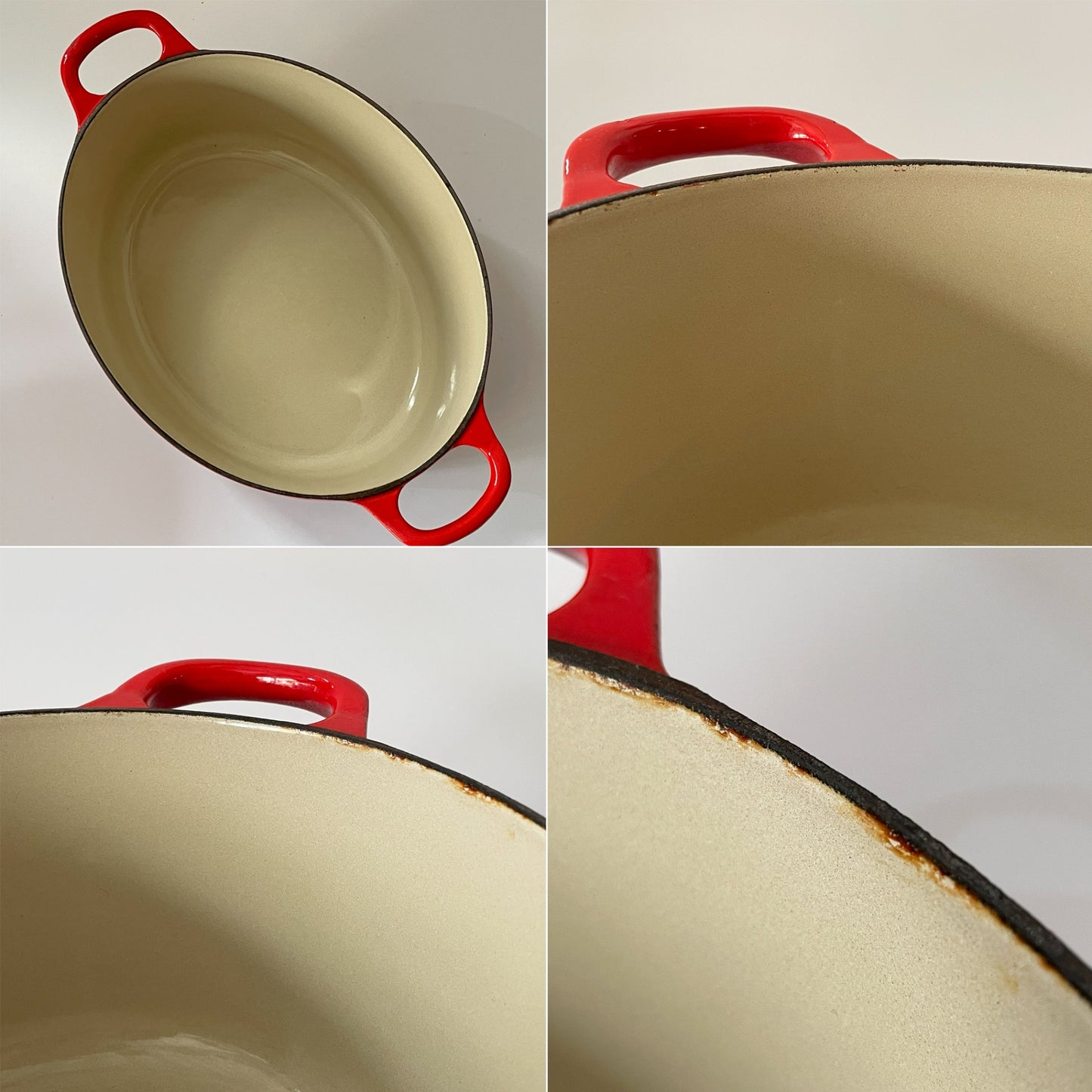 ルクルーゼ LE CREUSET ココットオーバル 25cm 3.2リットル チェリーレッド 両手鍋 鋳物 フランス 箱付 定価￥44,000 ★