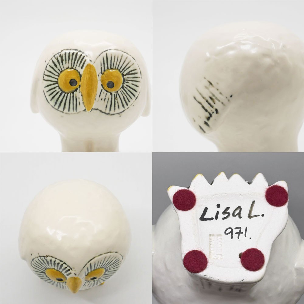 リサラーソン Lisa Larson スウェーデンの森の白いふくろう 数量限定 2960/971 シリアルナンバー入り オブジェ 置物 スウェーデン 北欧雑貨 ●