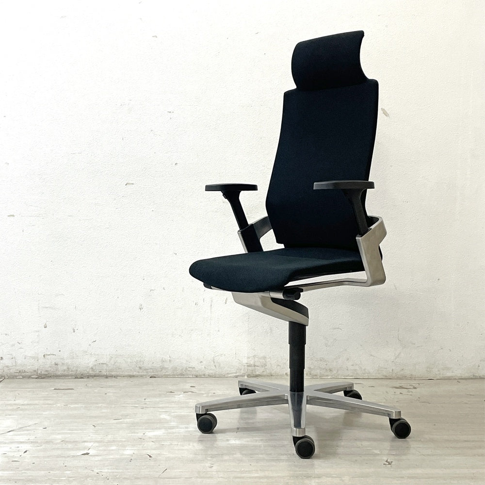 ウィルクハーン Wilkhahn オン ON.シリーズ オフィスチェア ハイバック ヘッドレスト付 XWH-17573HK3599 ファイバーフレックス アルミつや消し ●