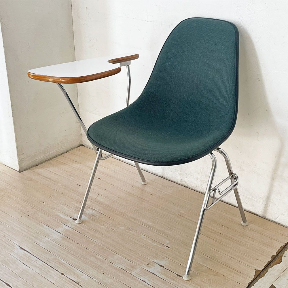 ハーマンミラー Herman Miller サイドシェルチェア セカンド 2nd ビンテージ アプホルスター スクールベース スタッキングベース 肘掛けテーブル付 イームズ ミッドセンチュリー B ★