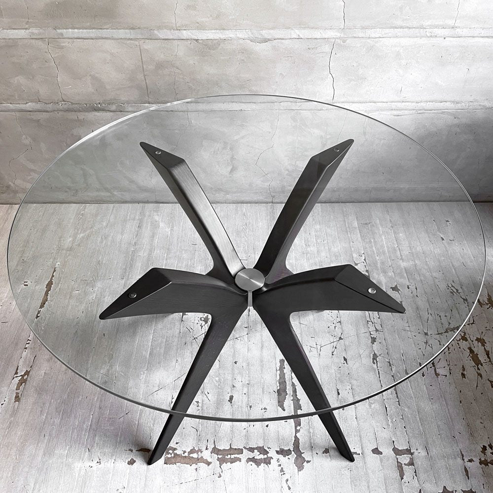 カリガリス Calligaris トーキョー Tokyo ラウンドテーブル ダイニングテーブル クリアガラス  ビーチ材 ヴェンゲカラー  Φ110cm 廃番サイズ ♪