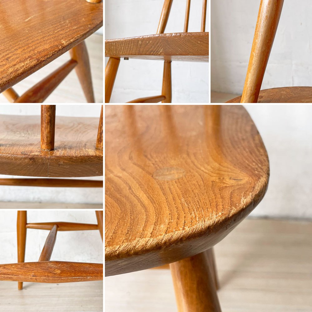 アーコール Ercol ビンテージ クエーカー ダイニングチェア サイドチェア エルム材 ビーチ材 UKビンテージ 英国家具 ★