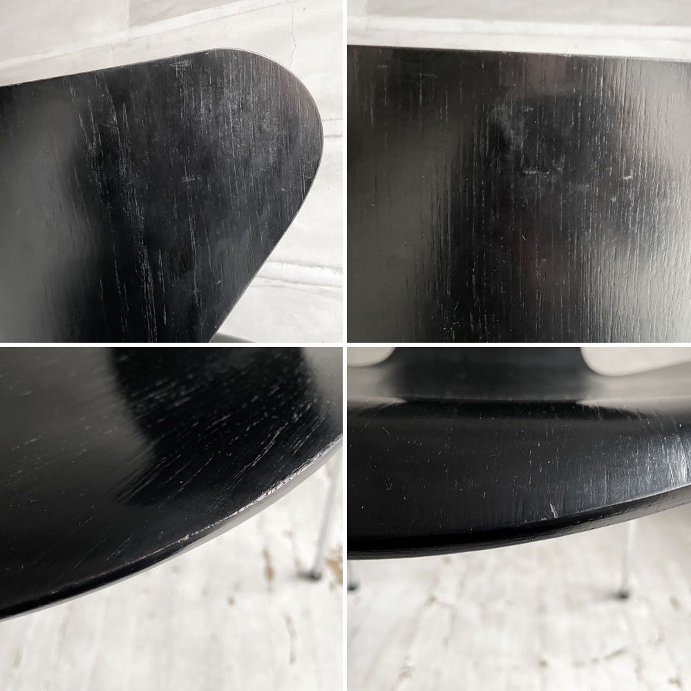 フリッツハンセン Fritz Hansen 3107 セブンチェア カラードアッシュ ブラック 80's ビンテージ vintage アルネ・ヤコブセン デンマーク B ♪