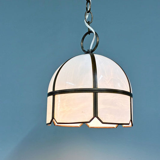 アンティークスタイル ペンダントライト オパールセントガラス ガラスシェード 真鍮 レトロ クラシック 吊り下げ照明 ヴィンテージ ◎