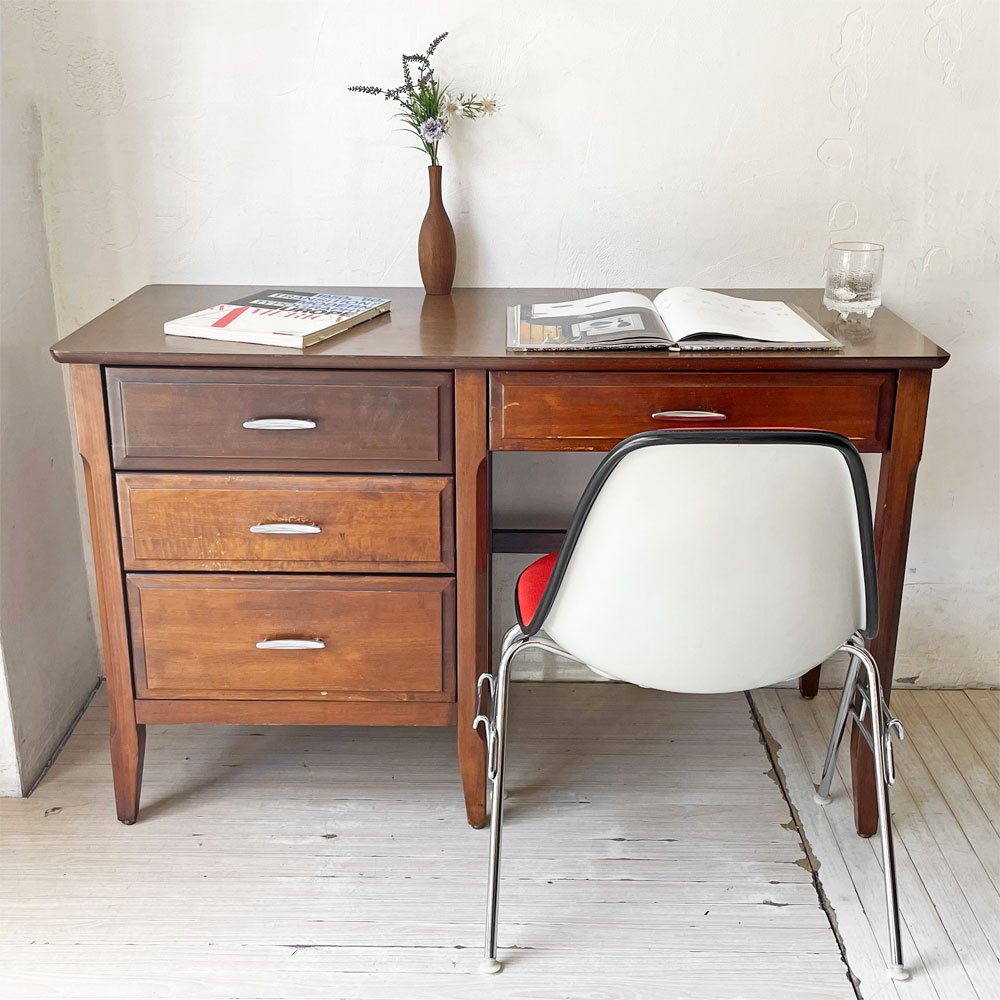 ビーピージョン B.P.John Furniture 片袖 デスク 机 4ドロワー デコラトップ 米軍家具 ミッドセンチュリー USビンテージ ★