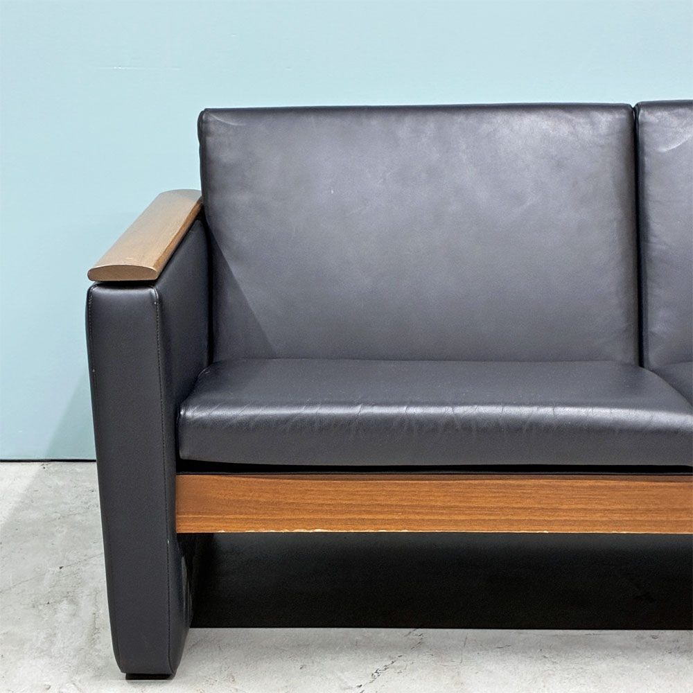 オーダーファニチャー Custom made furniture 木製フレーム ソファ ブラック PVCレザー ミッドセンチュリーデザイン ◎
