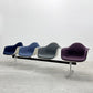 ハーマンミラー Herman Miller ビンテージ エアポートベンチ タンデムシート 4連 アームシェル 2nd ファブリック 新品張替え済 イームズ 希少 ネイビー・ブルーグレー・グレー・パープル C〓