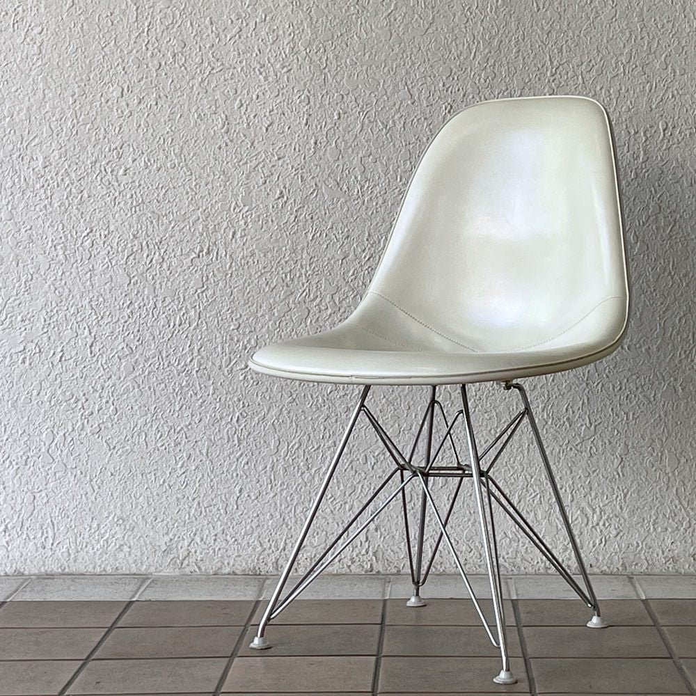 ハーマンミラー Herman Miller サイドシェルチェア サード 3rd FRP PVCレザー パーチメント ロータイプ エッフェルベース イームズ ビンテージ vintage ◇