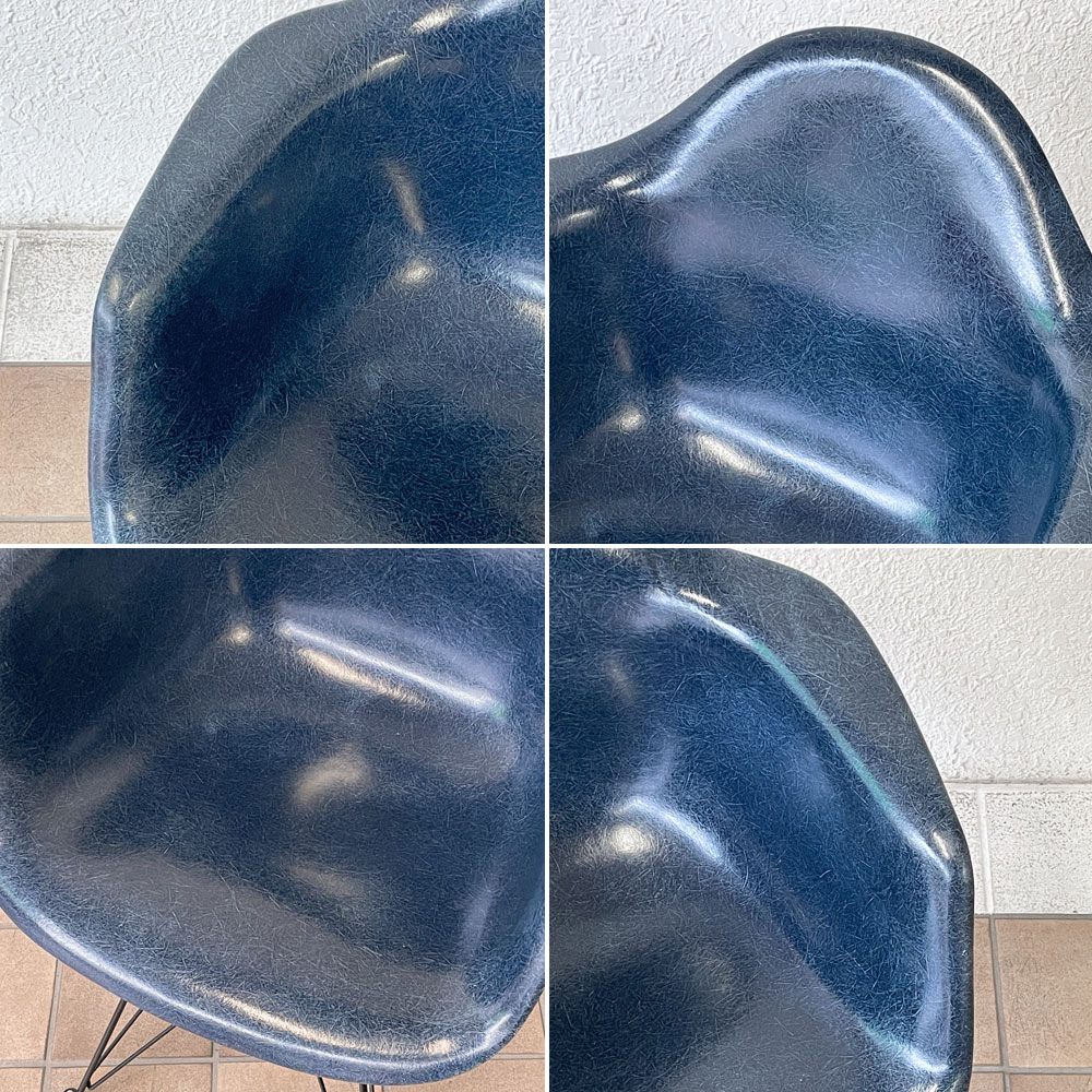 ハーマンミラー Herman Miller アームシェルチェア セカンド 2nd ビンテージ FRP製 ネイビー エッフェルベース C&R イームズ ミッドセンチュリー ◇