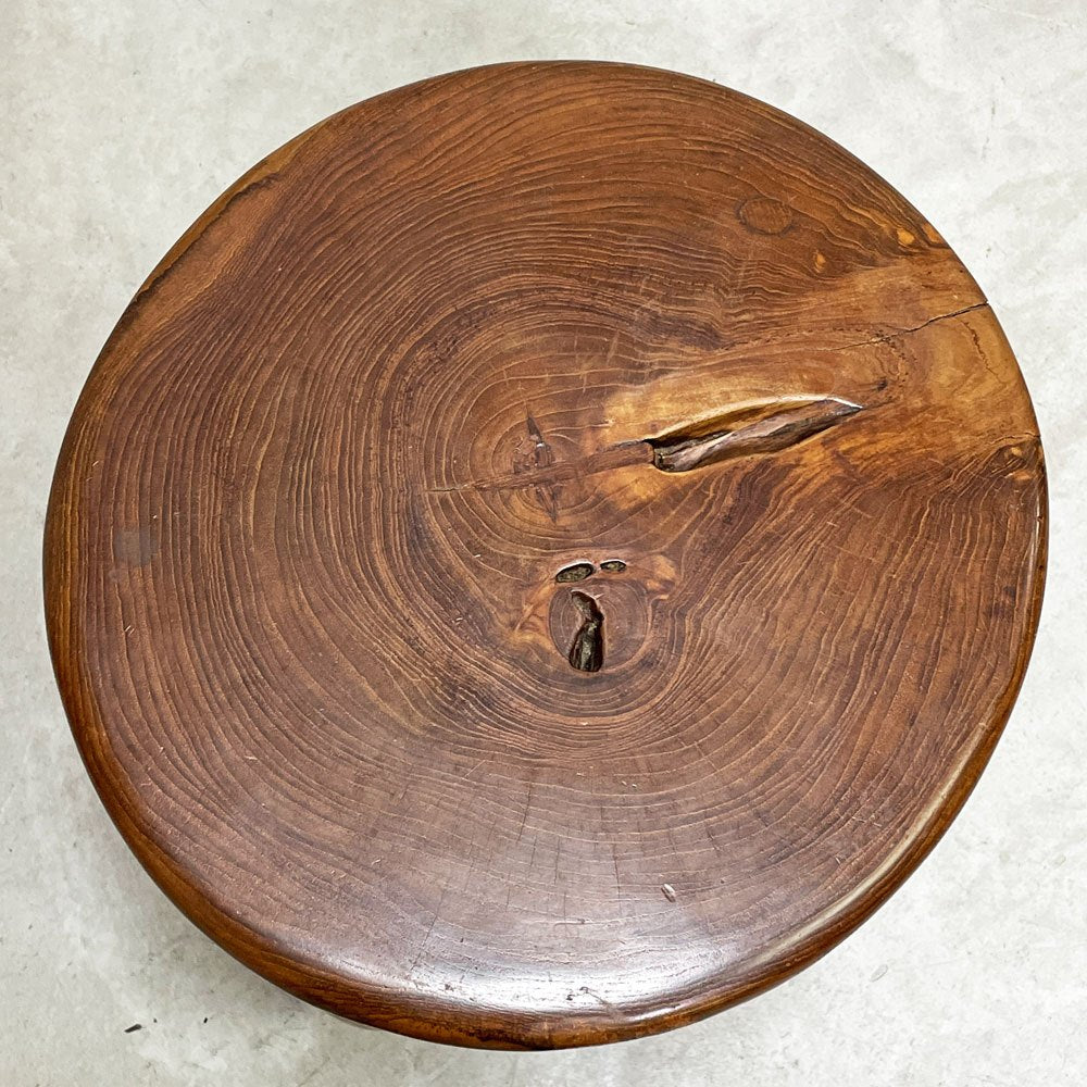 ヨーガンレール ババグーリ Jurgen Lehl Babaghuri チーク無垢材 スツール Stool 5本脚 丸太 ハンドメイド プリミティブ 希少 ●
