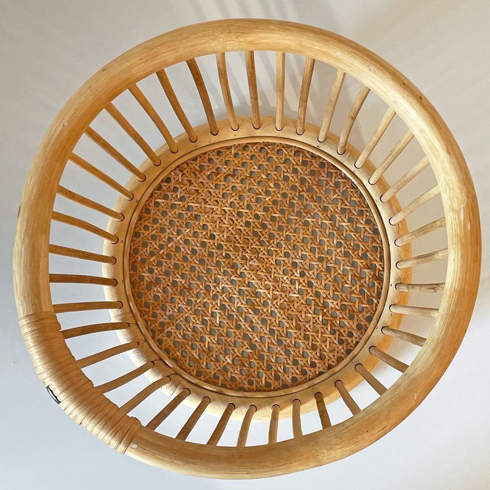 ツルヤ商店 籐バスケット(S) 籐かご ランドリーバスケット Φ38cm 籐源郷 山形工芸品  定価￥16500- ◎