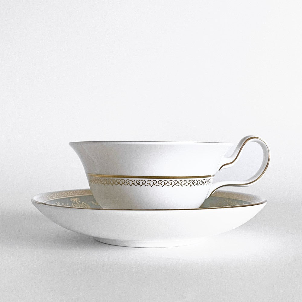 ウェッジウッド WEDGWOOD コロンビア Columbia セージグリーン ティーカップ&ソーサー C&S ボーンチャイナ 陶磁器 黒壺 イギリス ■