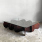 イーアンドワイ E&Y マトリックス テーブル MATRIX TABLE Lサイズ ダークブラウン ビーチ材プライウッド ガラス天板 アンドリュー・タイ w110cm モダンデザイン ■