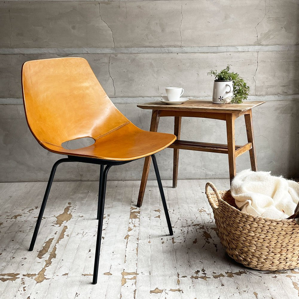 メゾンドュモンド Maisons du Monde トノーチェア Tonneau Chair ダイニングチェア レザー ピエール・ガーリッシュ Pierre Guarich フランス 希少 ♪