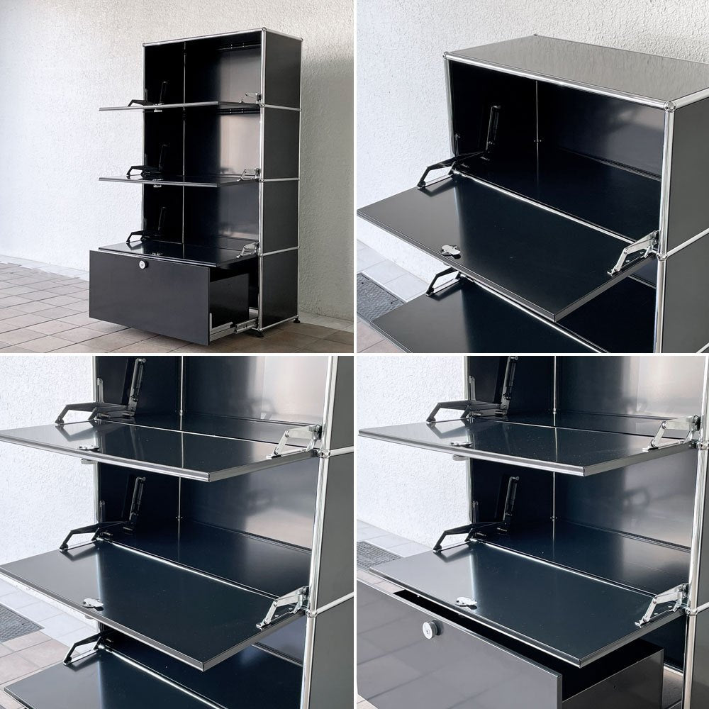 ユーエスエムハラー USM Haller モジュラーファニチャー Modular Furniture キャビネット シェルフ 1列4段 旧型 スイス ◇