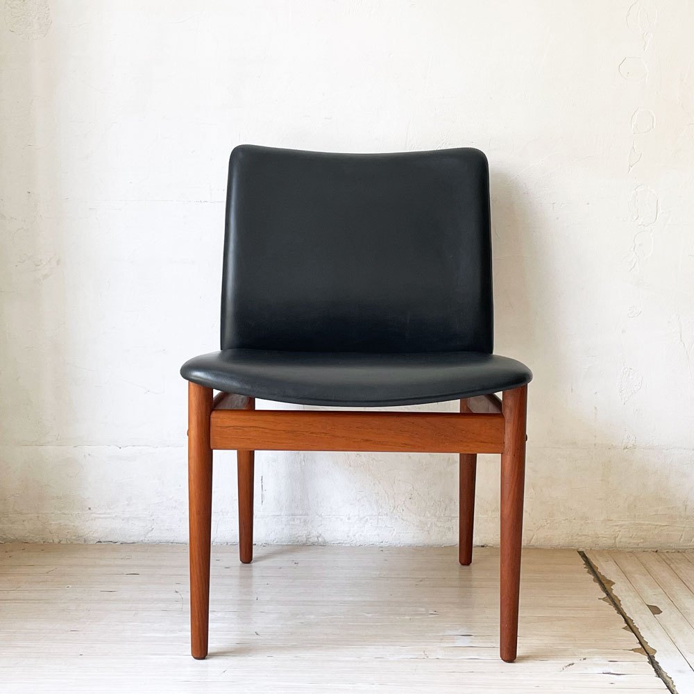 フランス＆サン France&Son 191チェア ダイニングチェア ラウンジチェア チーク材 レザー張り フィンユール Finn Juhl 北欧家具 ビンテージ ★