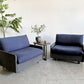 カッシーナイクスシー Cassina ixc. カレス CARESS 1シーターソファ 1人掛け ファブリック グレー×ネイビー モールドウレタン キャスター付 参考価格28万円 廃番 A 〓