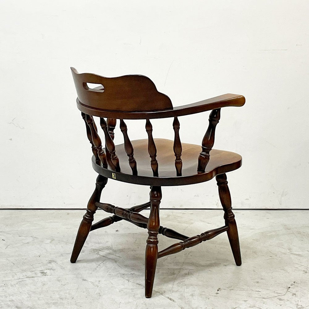 飛騨産業 HIDA キツツキ 穂高シリーズ キャプテンチェア アームチェア 木製肘付椅子 ウィンザースタイル 廃番 ●