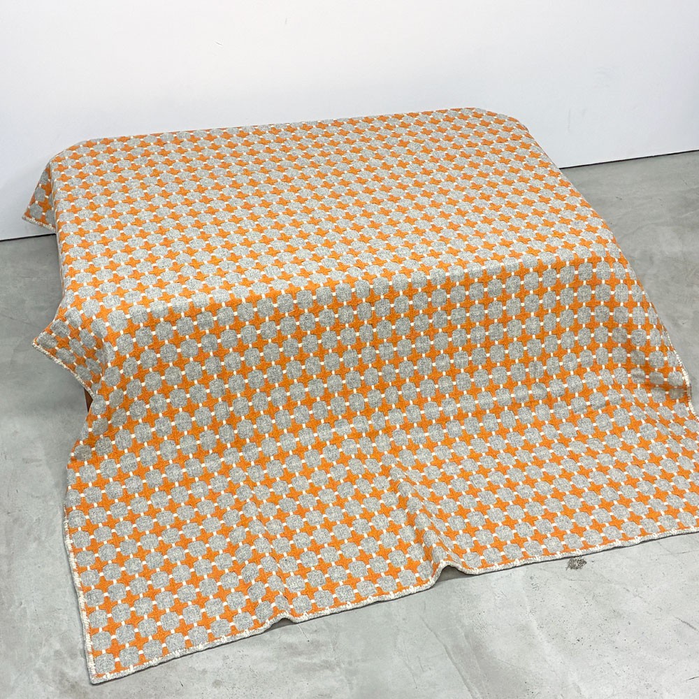 エレノア・プリチャード Eleanor Pritchard 625 Line グレー × オレンジ ブランケット 150×190cm イギリス 展示品 ◎
