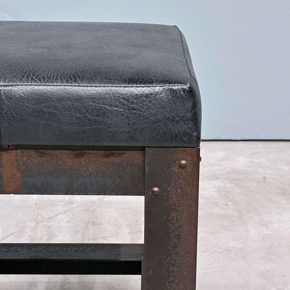イデー IDEE アイアン スツール  IRON STOOL レザー 焼鋼 店舗什器 インダストリアルデザイン 特注品 B ◎