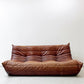 リーンロゼ ligne roset トーゴ TOGO 3Pソファ 3人掛けソファ 3シーター 本革 ブラウン ミッシェル・デュカロワ Michel Ducaroy ●
