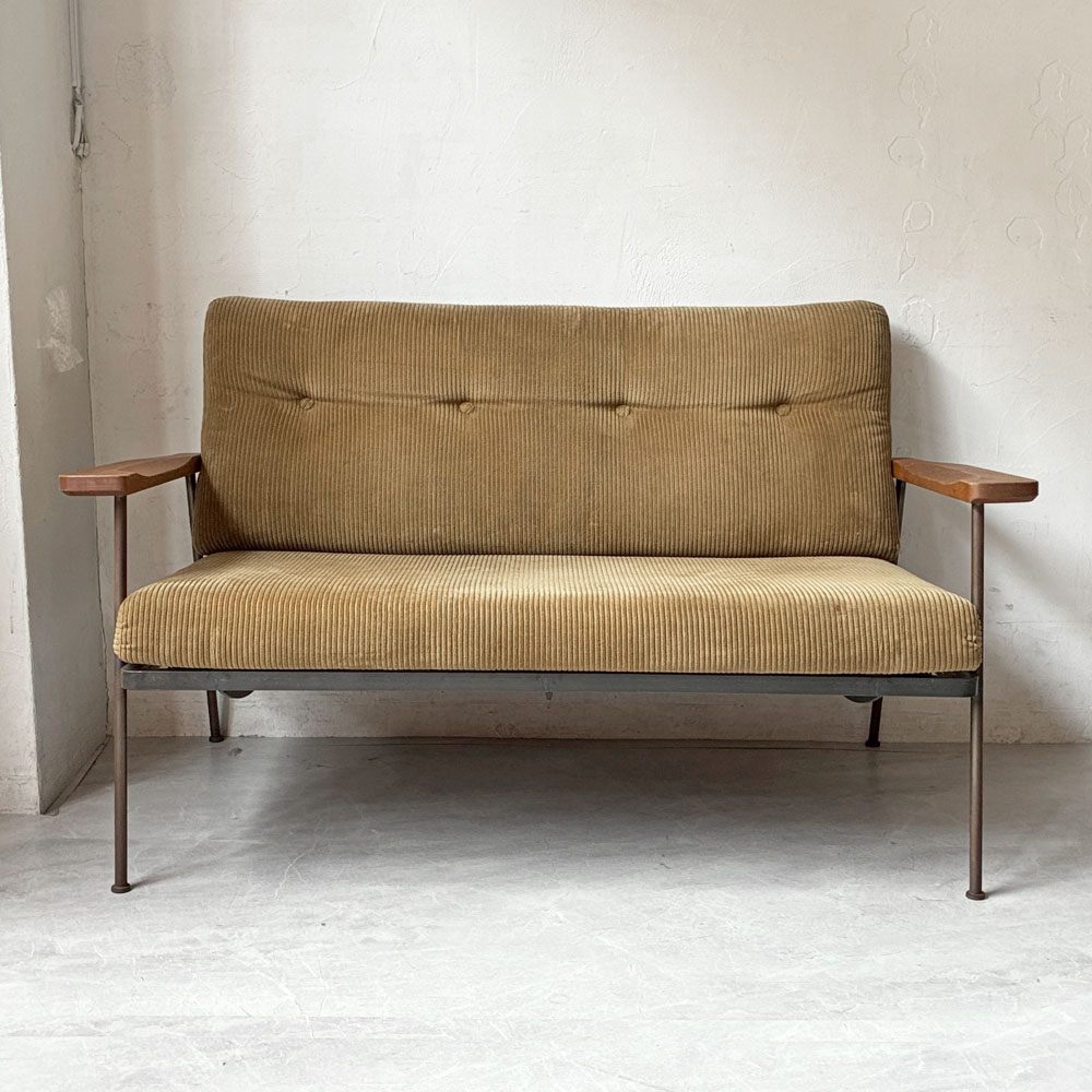 トラックファニチャー TRUCK FURNITURE HR2シーター ソファ HR SOFA 2-SEATER グリーン コーデュロイ ナラ無垢材 アイアン 工業系デザイン ★