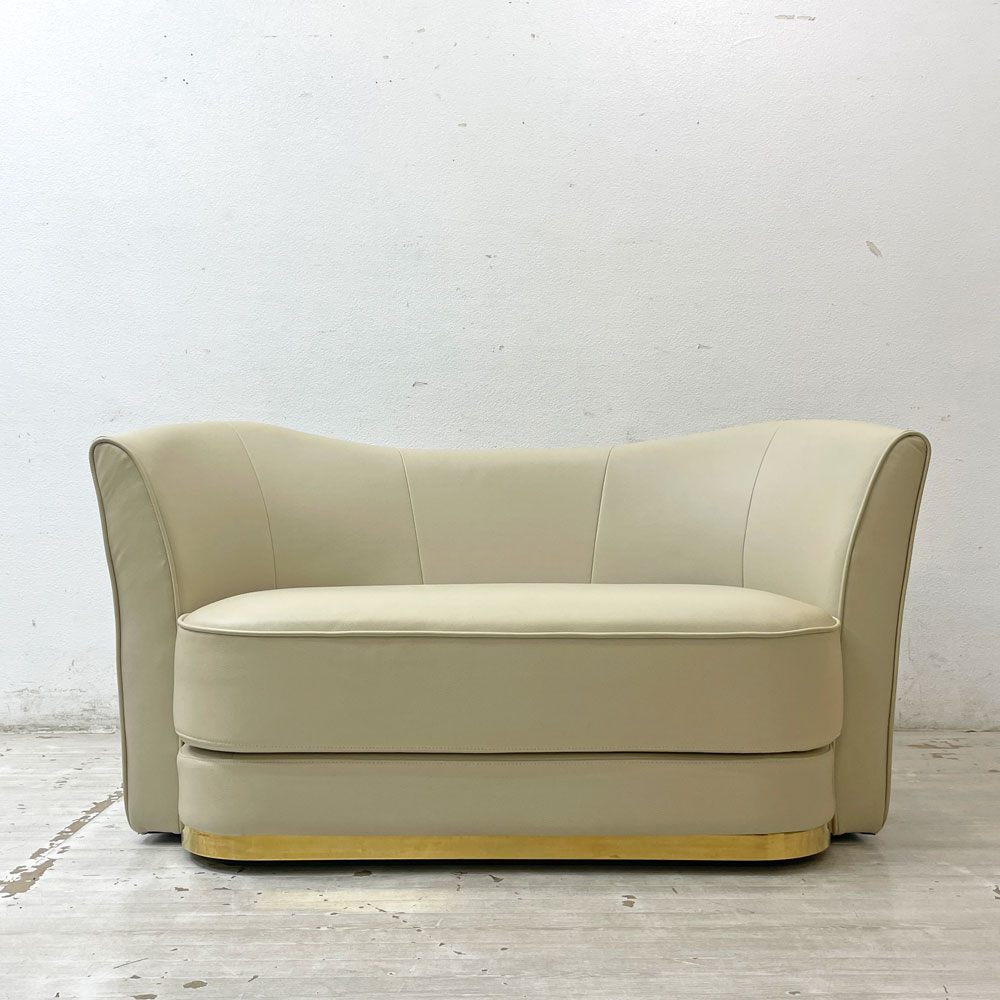 フランフラン Francfranc アンクレットソファ ANKLET SOFA 2P 合成皮革 ベージュ クラシカルデザイン ●