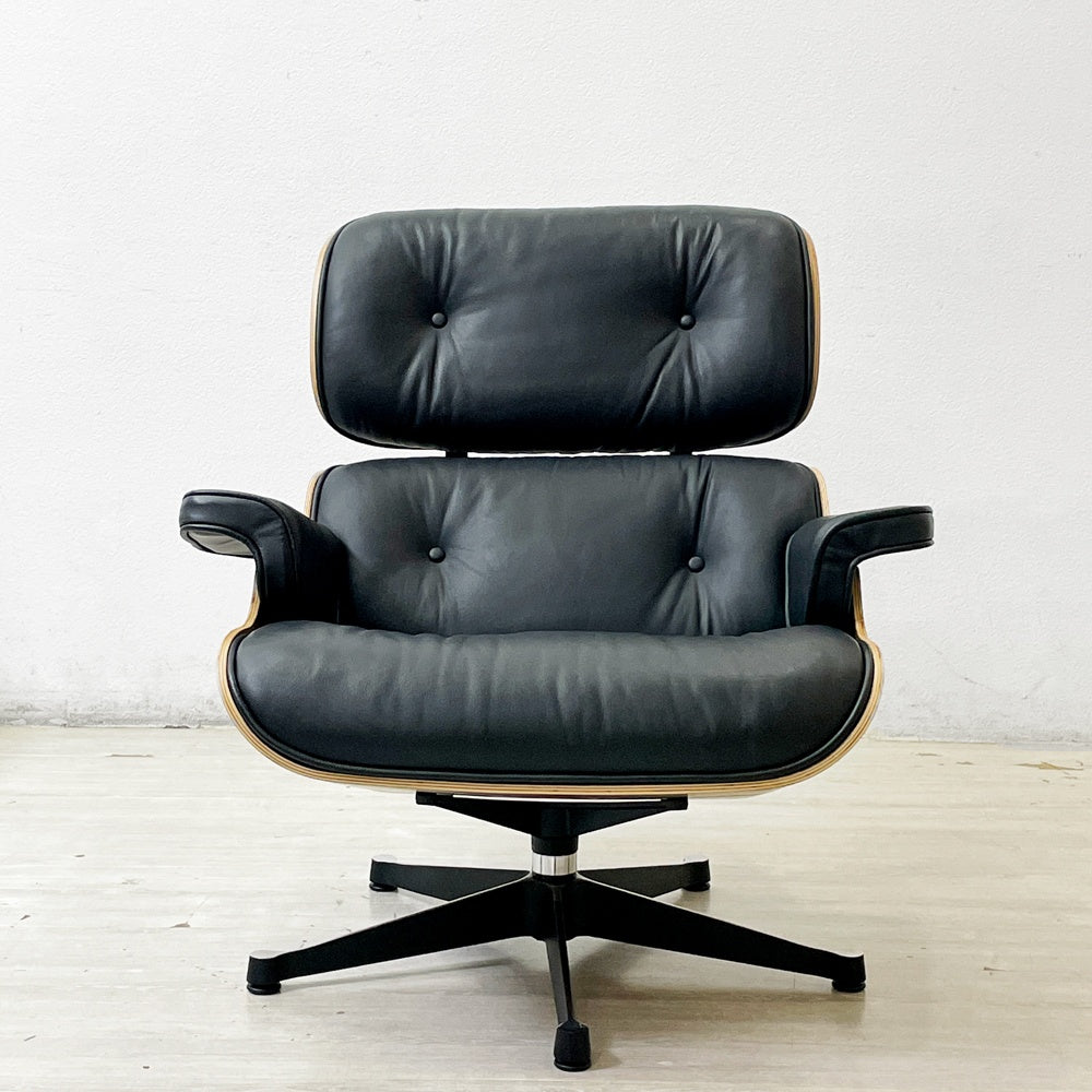 イームズラウンジチェア＆オットマン ブラック チャールズ＆レイ・イームズ C&R Eames ミッドセンチュリー リプロダクト品 ●