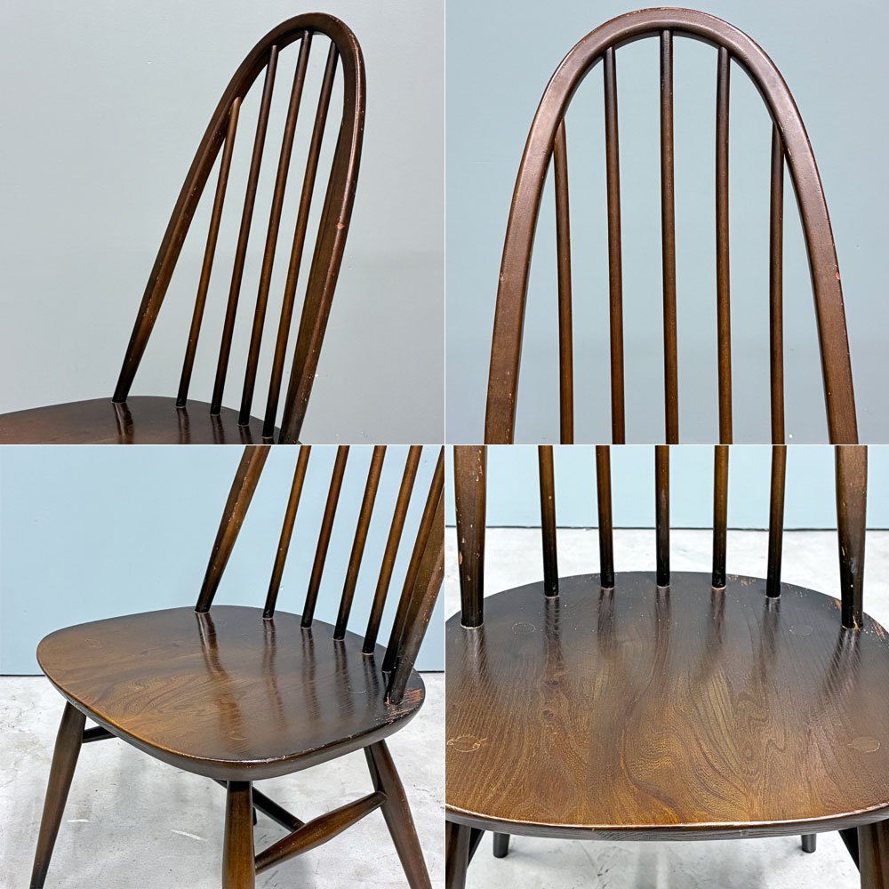 アーコール Ercol クエーカーチェア ダイニングチェア ハイバック オールドコロニアル ブラウン エルム材 × ビーチ材 UKビンテージ 英国家具 ◎