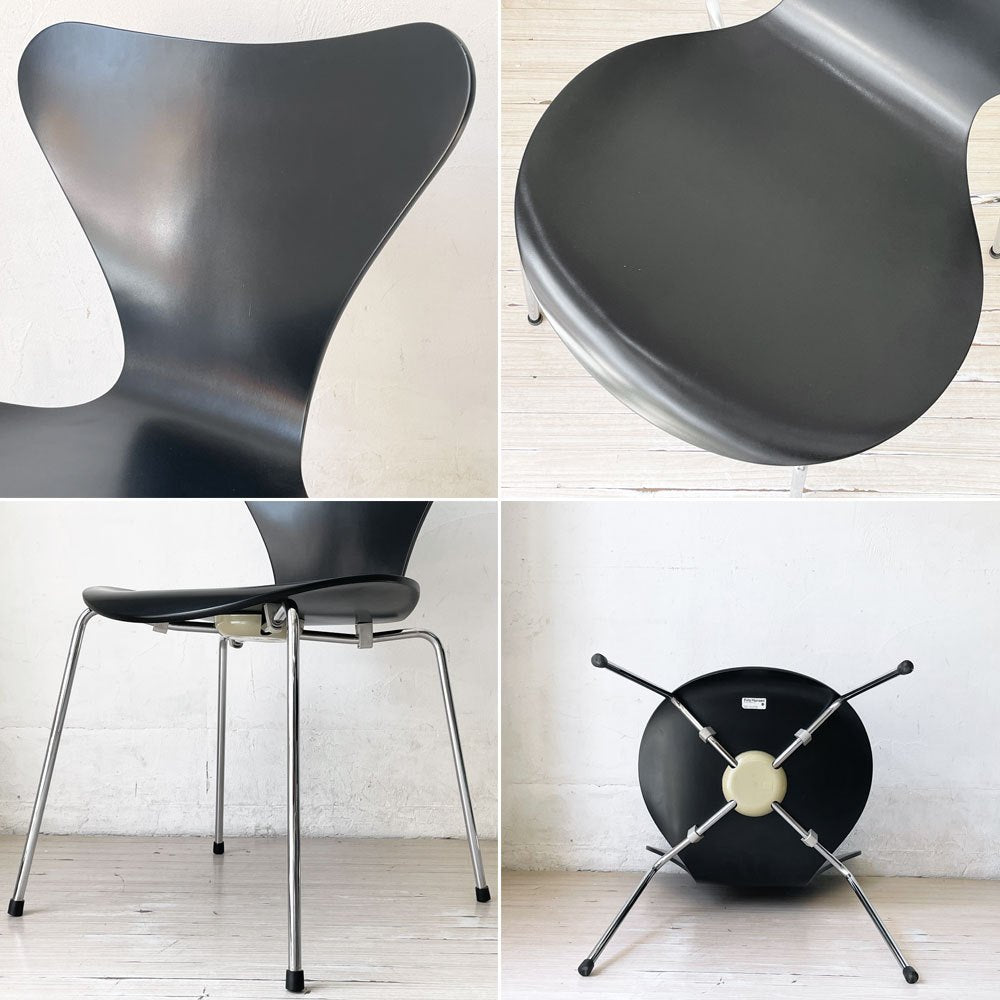 フリッツハンセン Fritz Hansen セブンチェア ダイニングチェア ブラック ラッカー再塗装 アルネ・ヤコブセン デンマーク スタッキングチェア 北欧家具 ★