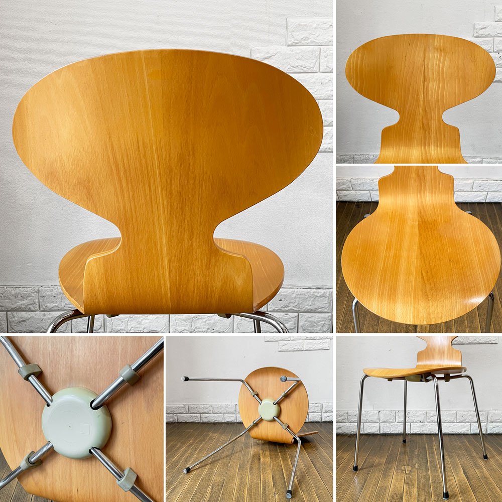 フリッツハンセン Fritz Hansen 3101 アリンコチェア アントチェア 4本脚 ナチュラルビーチ ラッカー仕上げ フェルトグライズ アルネ・ヤコブセン E ◎