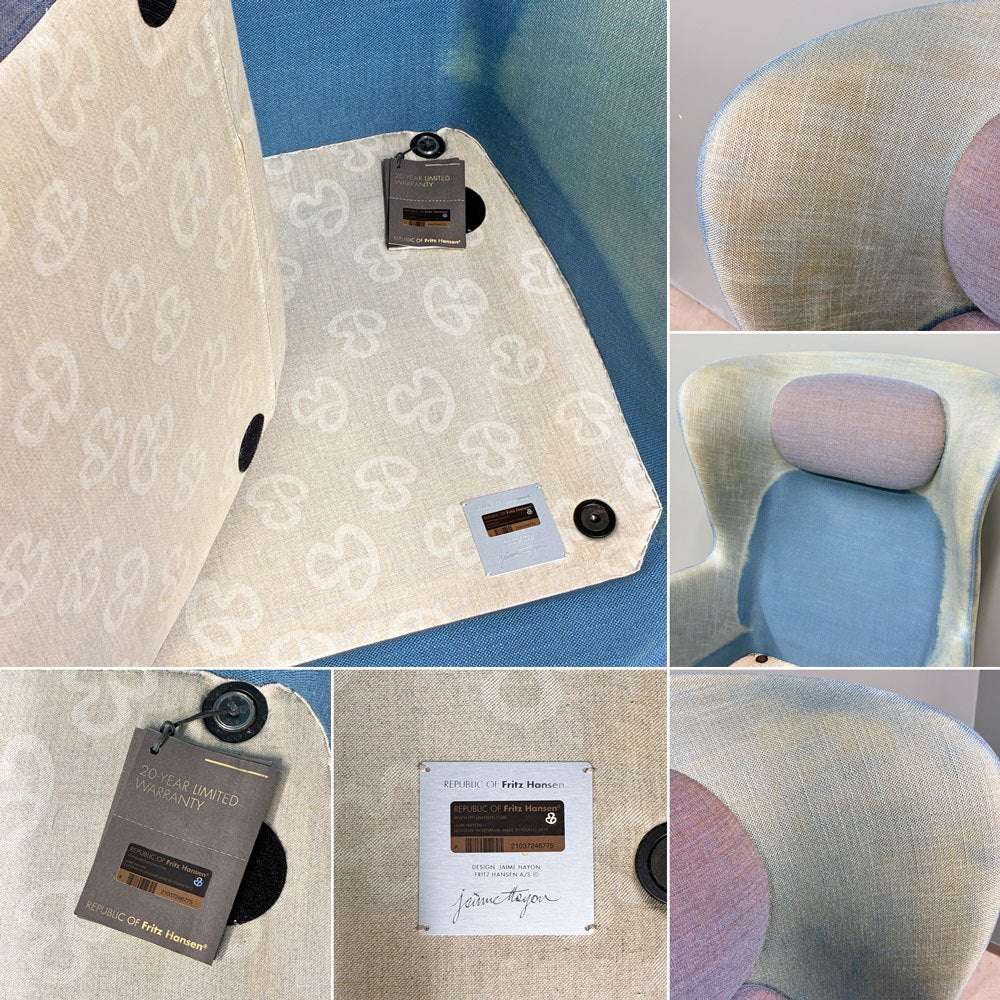 フリッツハンセン Fritz Hansen ロオチェア RO JH1 ラウンジチェア ハイバック Faded Denim Blue ファブリック アルミベース ハイメ・アジョン 北欧モダン ◎