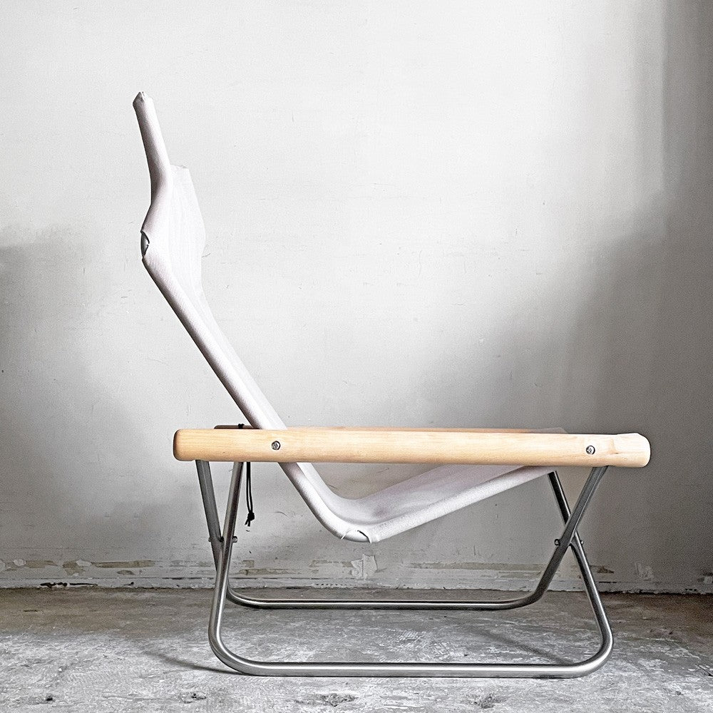ニーチェア エックス NY chair X フォールディングチェア＋オットマン オイルフィニッシュ ぺブルグレー 折り畳み MoMA 新居猛 ■