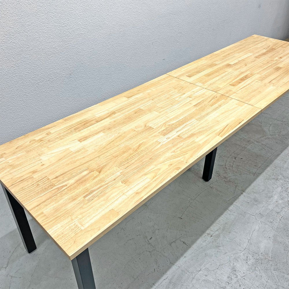 かなでもの KANADEMONO ザ・テーブル THE TABLE デスク ラバーウッド無垢材 W250xD70cm スチール スクエアバーレッグ ブラック 〓