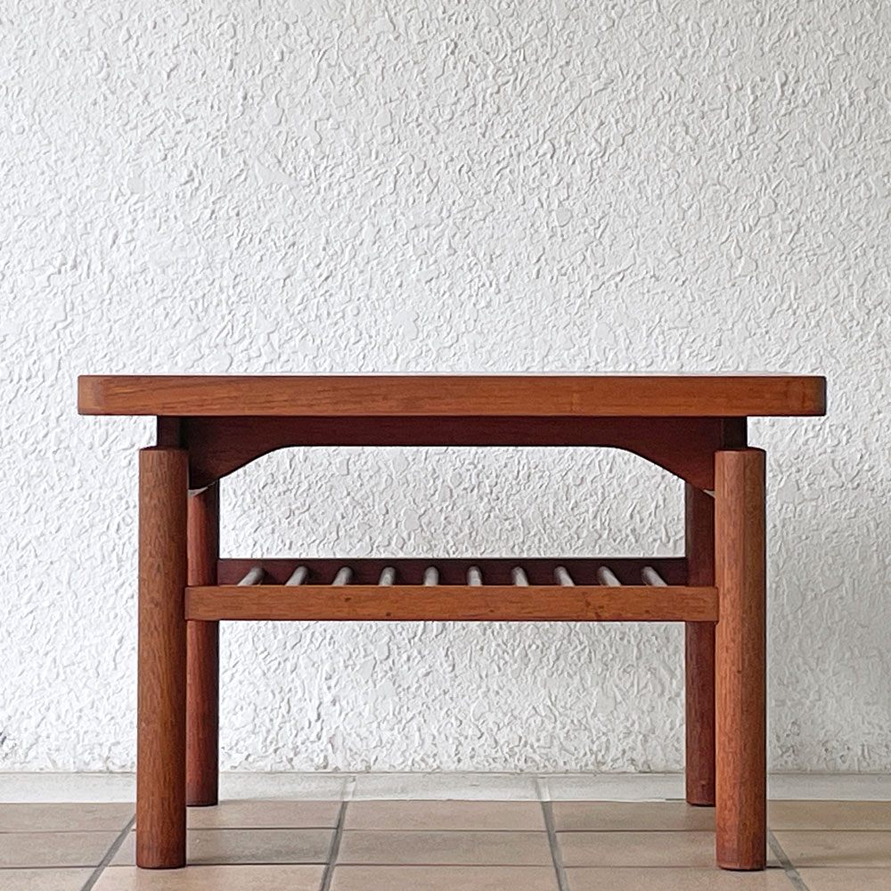 竹中家具 takenaka FURNITURE チーク材 サイドテーブル マガジンラック付 ジャパニーズモダン ミッドセンチュリー 横浜元町 ◇