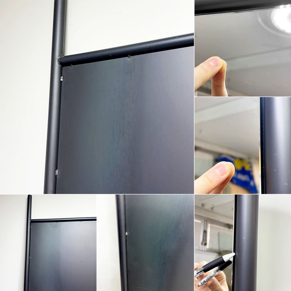 モダンデザイン Modern design  スチールフレーム 大型ミラー 立て掛けタイプ スタンドミラー 姿見 鏡 H220cm 店舗什器 ●