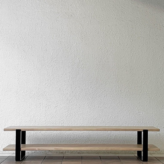 かなでもの KANADEMONO THE TV BOARD LOW TABLE ラバーウッド無垢材 × Black Steel W160cm ナチュラル 定価￥55,900- ◇