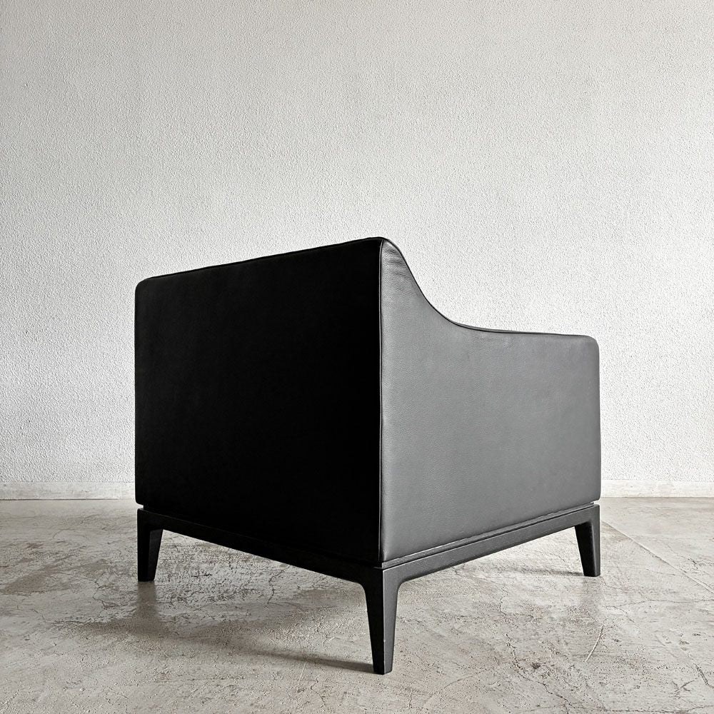 タイム＆スタイル TIME & STYLE エドワード Edward seamless sofa シームレスソファ 1人掛け ラウンジチェア 本革 ブラックレザー タモ材 廃番 B 〓