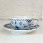 ロイヤルコペンハーゲン ROYAL COPENHAGEN ブルーフルーテッド ハーフレース ティーカップ＆ソーサー 北欧食器 F ◎