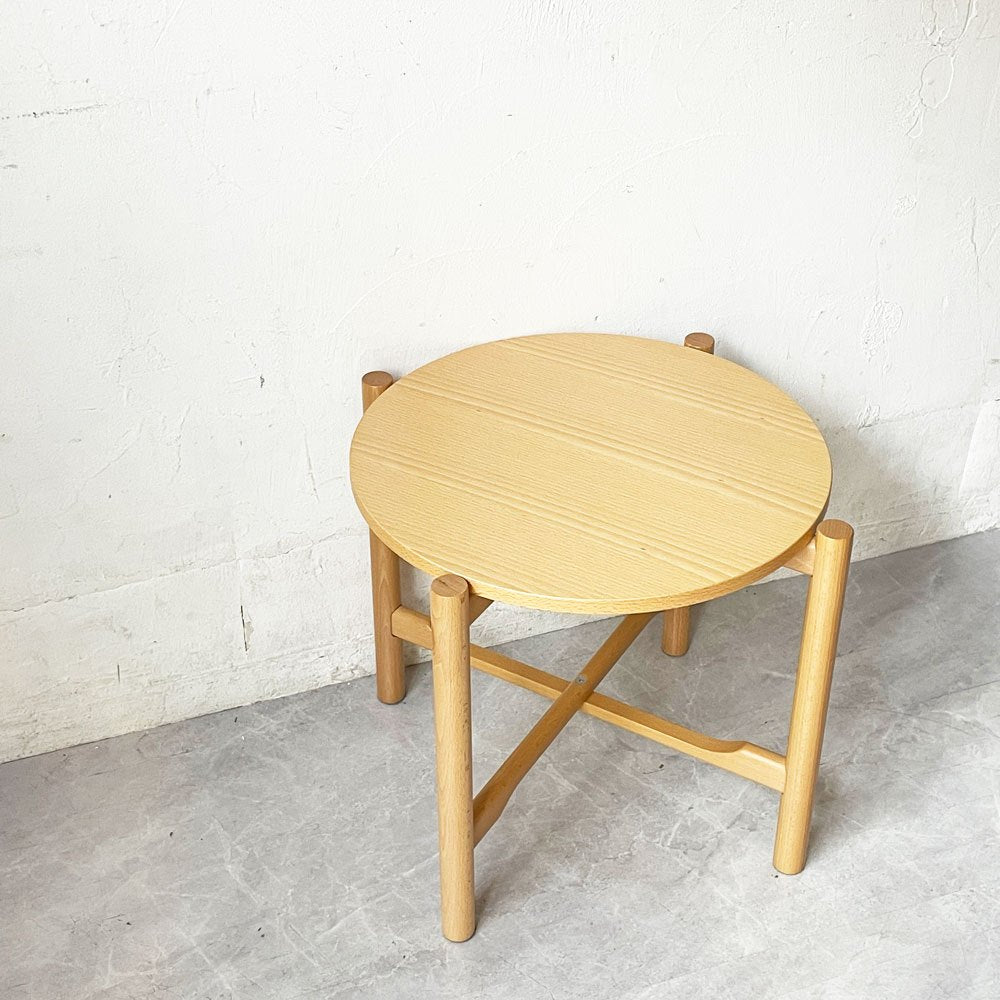 無印良品 MUJI ブナ材 サイドテーブル ラウンド ナチュラル シンプルデザイン H42cm 廃番 ★