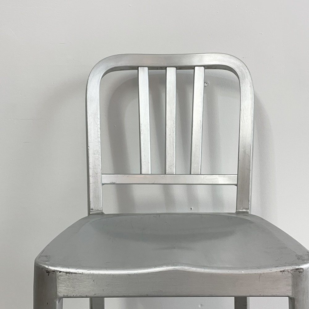 ネイビーバースツール Navy BarStool カウンターチェア リプロダクト アルミニウム インダストリアル デザイン H100cm B ●