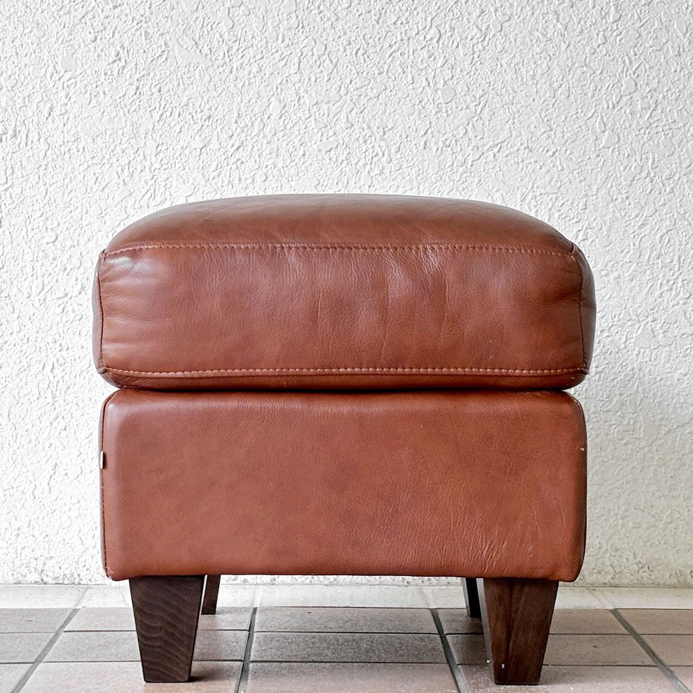 イデー IDEE リラ オットマン RIRA OTTOMAN フットスツール オットマン 本革 レザー ナラ材 ブラウン系 W60cm  ◇
