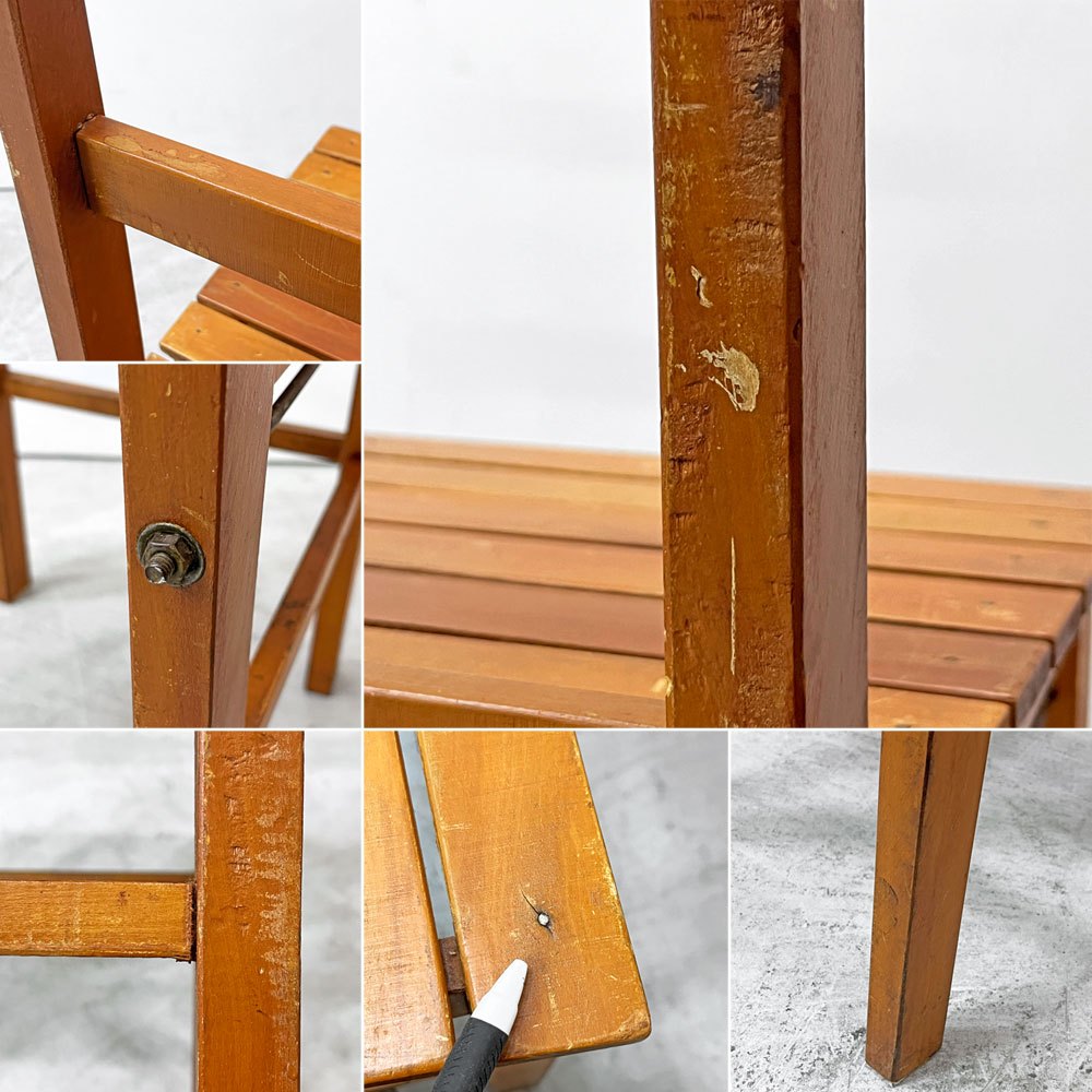 ビンテージ Vintage 木製 ダイニングチェア ラダーバック 板座 カントリースタイル C ●