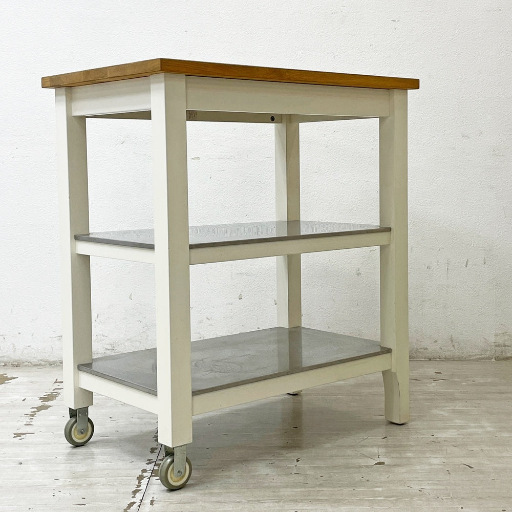 イケア IKEA STENSTORP アイランドキッチン キッチンワゴン カウンター キャスター トローリー 作業台 オーク無垢材 ステンレス棚 ●