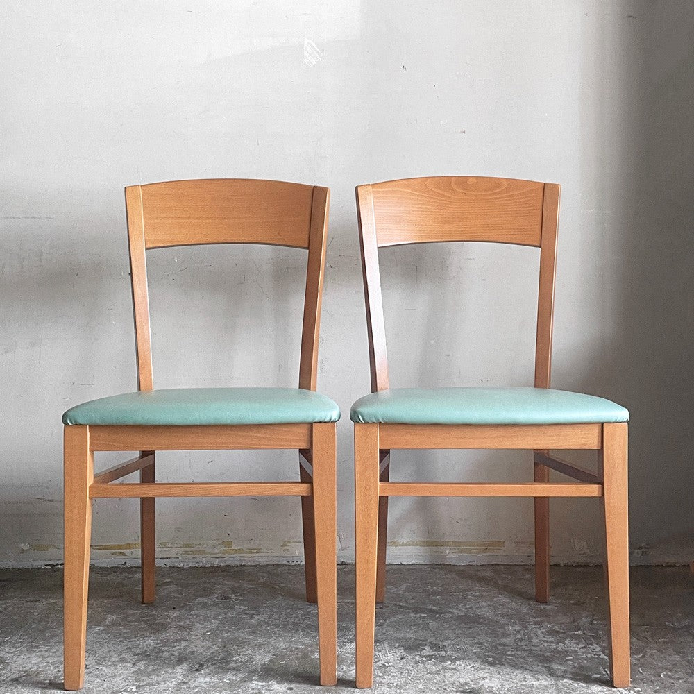 カリガリス Calligaris ビーチ材 ダイニングチェア ブルー系カラー PVCレザーシート 合皮 2脚セット イタリアモダン ■