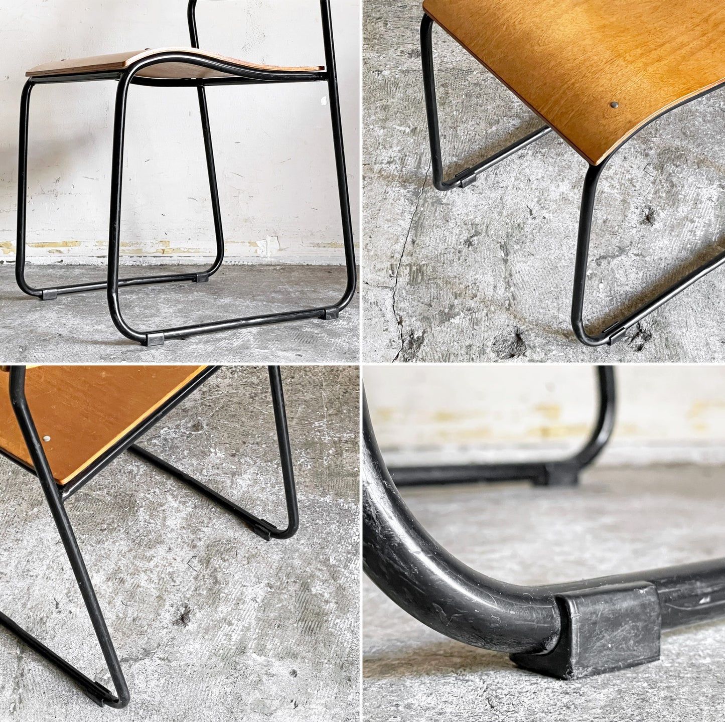 クラッシュゲート CRASH GATE ノットアンティークス Knot antiques ブルーノチェア RP6 BLUNO CHAIR スタッキングチェア プライウッド スチールレッグ ブラック 関家具 A ■