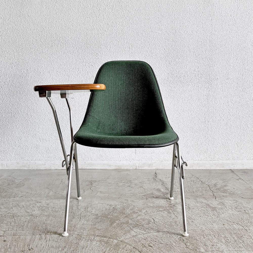 ハーマンミラー Herman Miller サイドシェルチェア セカンド 2nd ビンテージ アプホルスター スクールベース 肘掛けテーブル付 イームズ ミッドセンチュリー A 〓