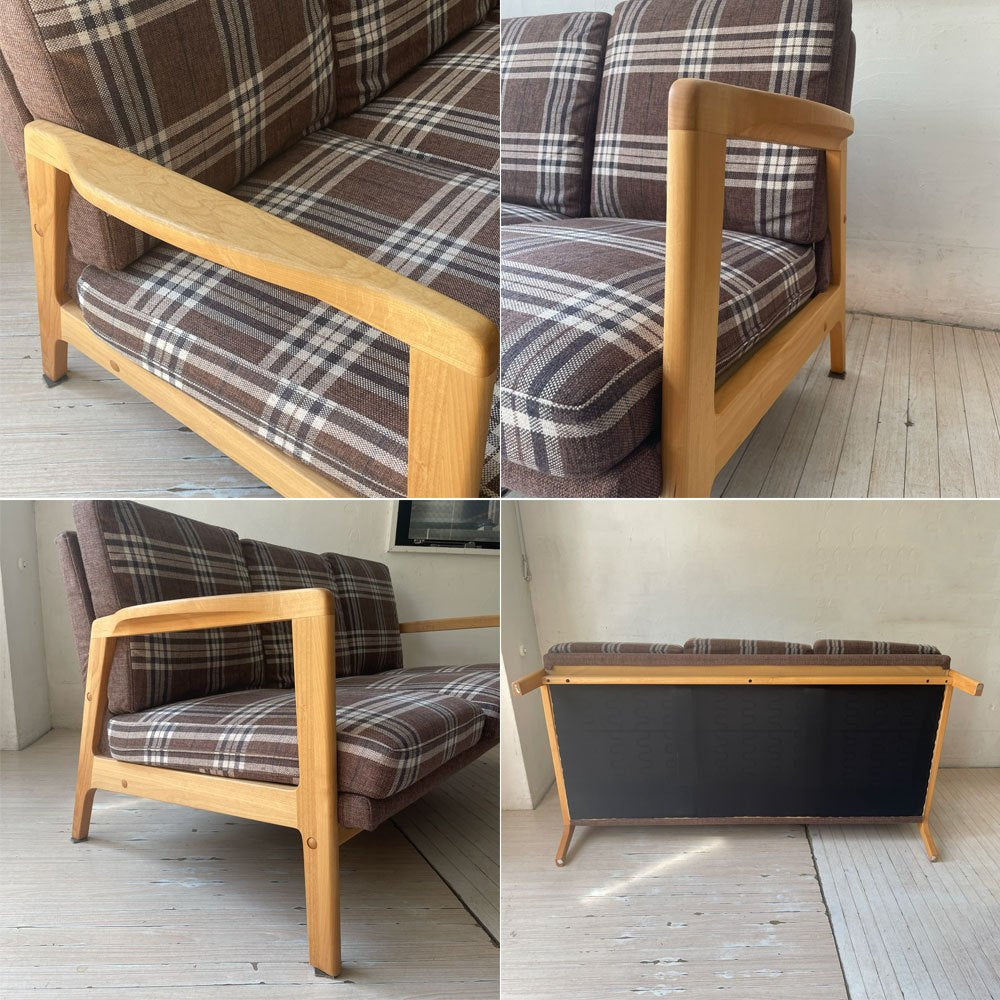 モモナチュラル MOMO Natural モス MOSS 3P ソファ 3人掛けソファ チェックファブリック フルカバーリング アルダー材 北欧スタイル 参考定価￥148,000- ★