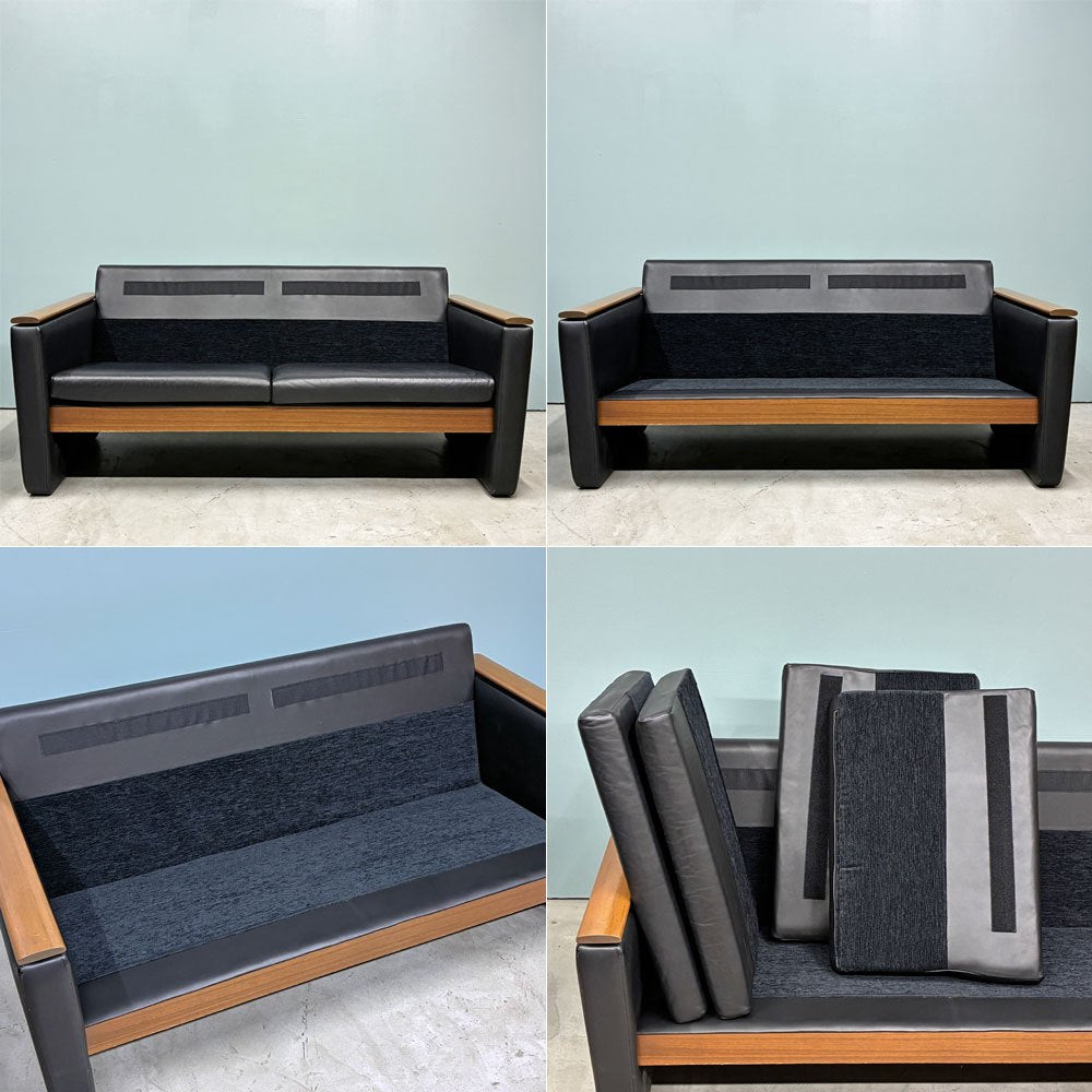 オーダーファニチャー Custom made furniture 木製フレーム ソファ ブラック PVCレザー ミッドセンチュリーデザイン ◎